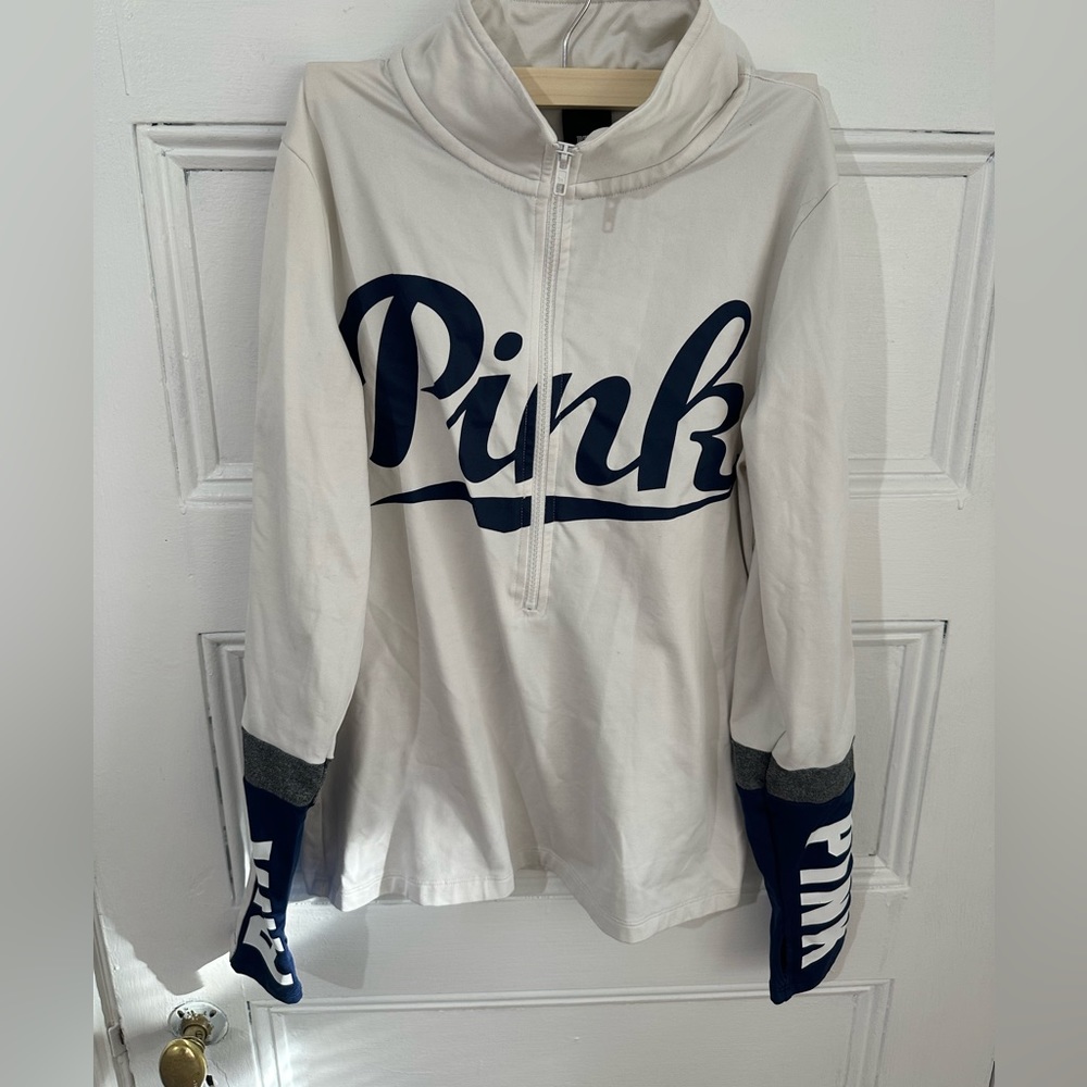 PINK Victoria's Secret White and Navy pullover